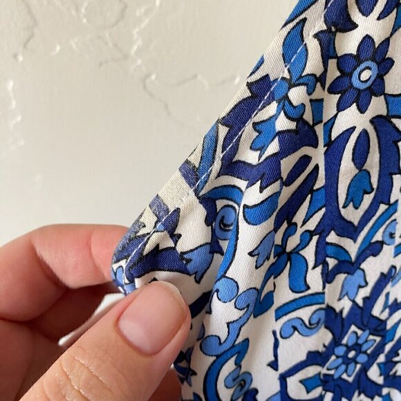 MILLY for DESIGN NATION Fit and Flare Blue White Floral Printed Dress - Picture 4 of 10